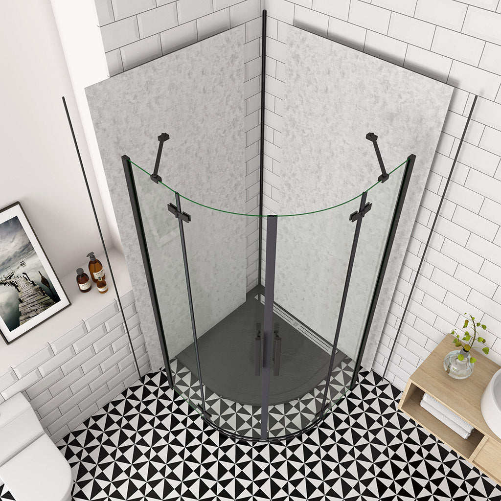 80x80 H.195 cm Falttür Runddusche Eckeinstieg Duschtasse Ablaufgarnitur Wandverkleidung