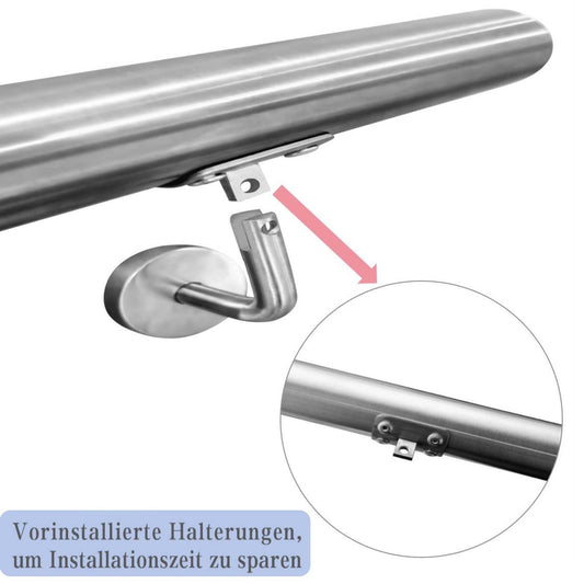 100cm Handlauf Edelstahl Außentreppe, Wandhandlauf, Treppengeländer Edelstahl Innen und Außen