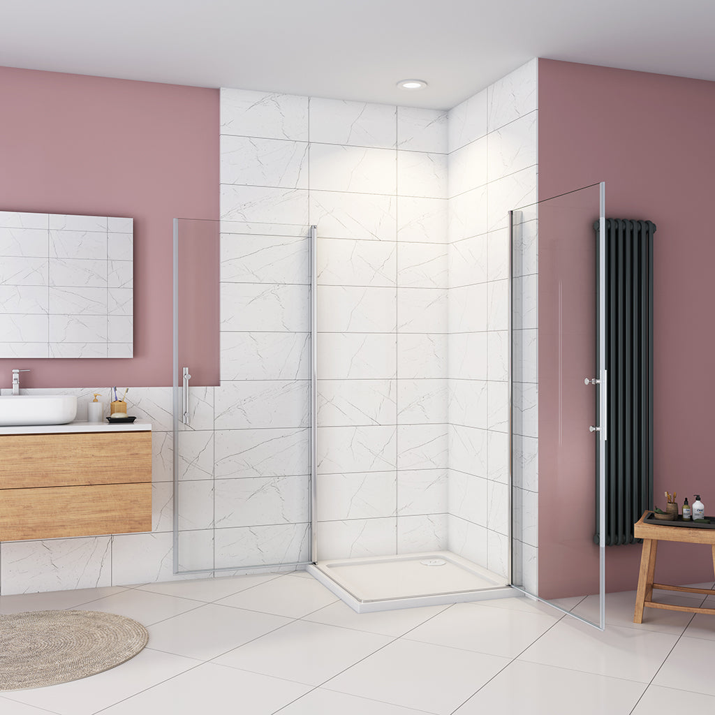 90x90 H.185 cm Drehtür Eckeinstieg Duschtasse für badezimmer