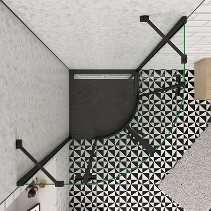 90x90 H.195 cm Falttür Runddusche Eckeinstieg Duschtasse Ablaufgarnitur Wandverkleidung
