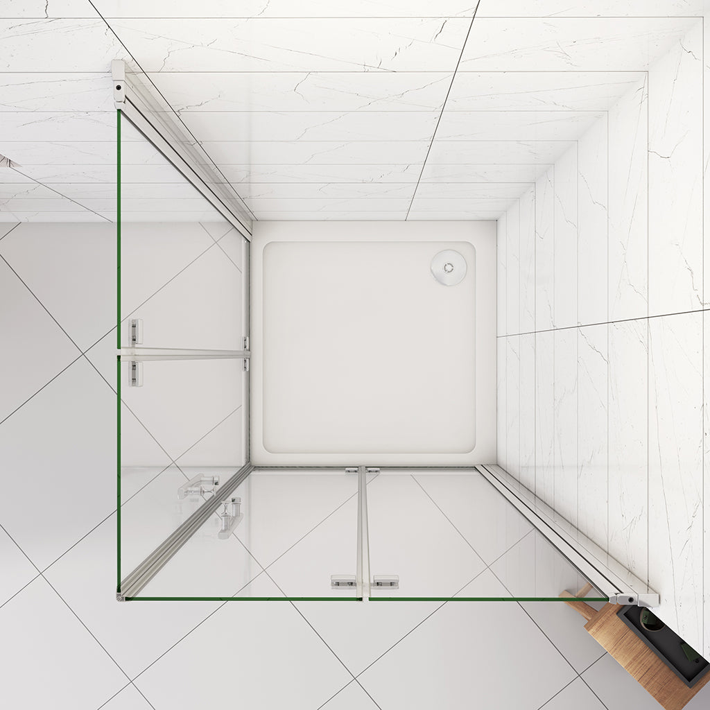 Duschabtrennung 1100x760 H.1850 mm Falttür Eckeinstieg Duschtasse Ablaufgarnitur für badezimmer