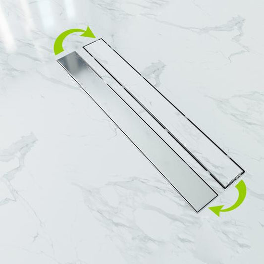 Edelstahl Duschrinne Duschablauf flach Bodenablauf Dusche Siphon mit Geruchsstop und Haarsieb 2 in 1 Muster 130cm