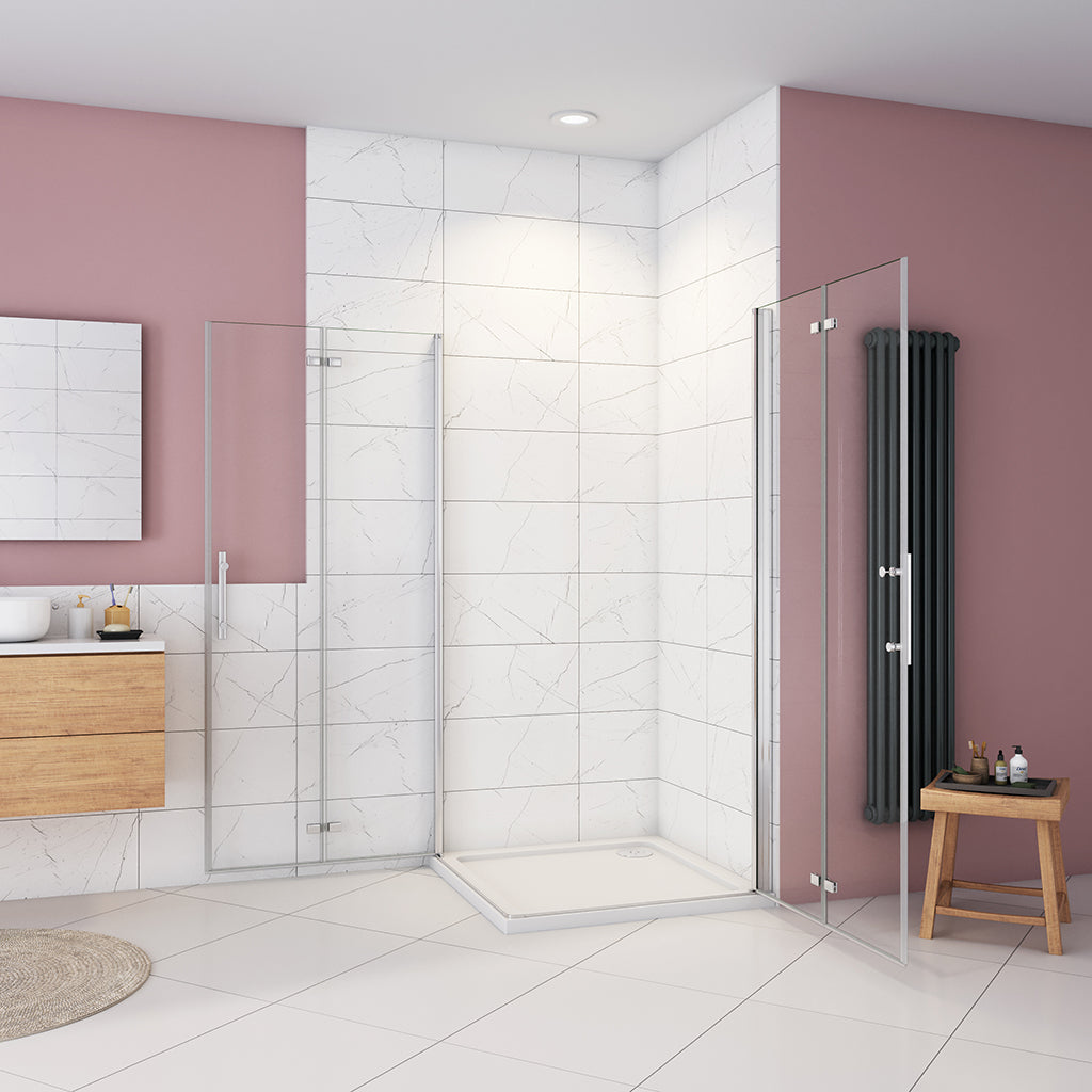 Falttür Eckeinstieg 1100x760xH.1850mm Duschtasse Ablaufgarnitur badezimmer ideen