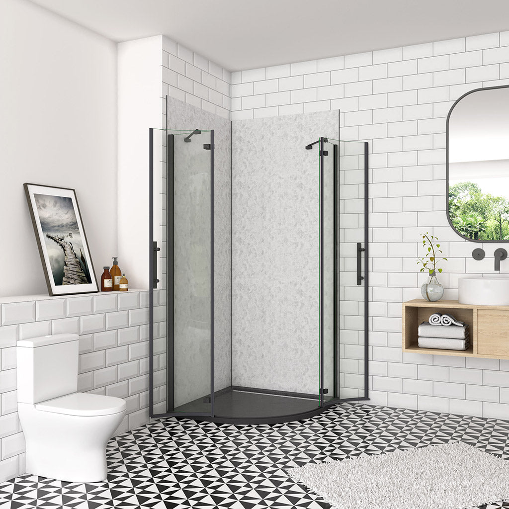Falttür Runddusche Eckeinstieg 80x80xH.195cm Duschtasse Ablaufgarnitur Wandverkleidung badezimmer ideen