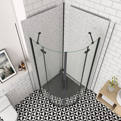 Falttür Runddusche Eckeinstieg 900x900xH.1950mm Duschtasse Ablaufgarnitur Wandverkleidung für badezimmer