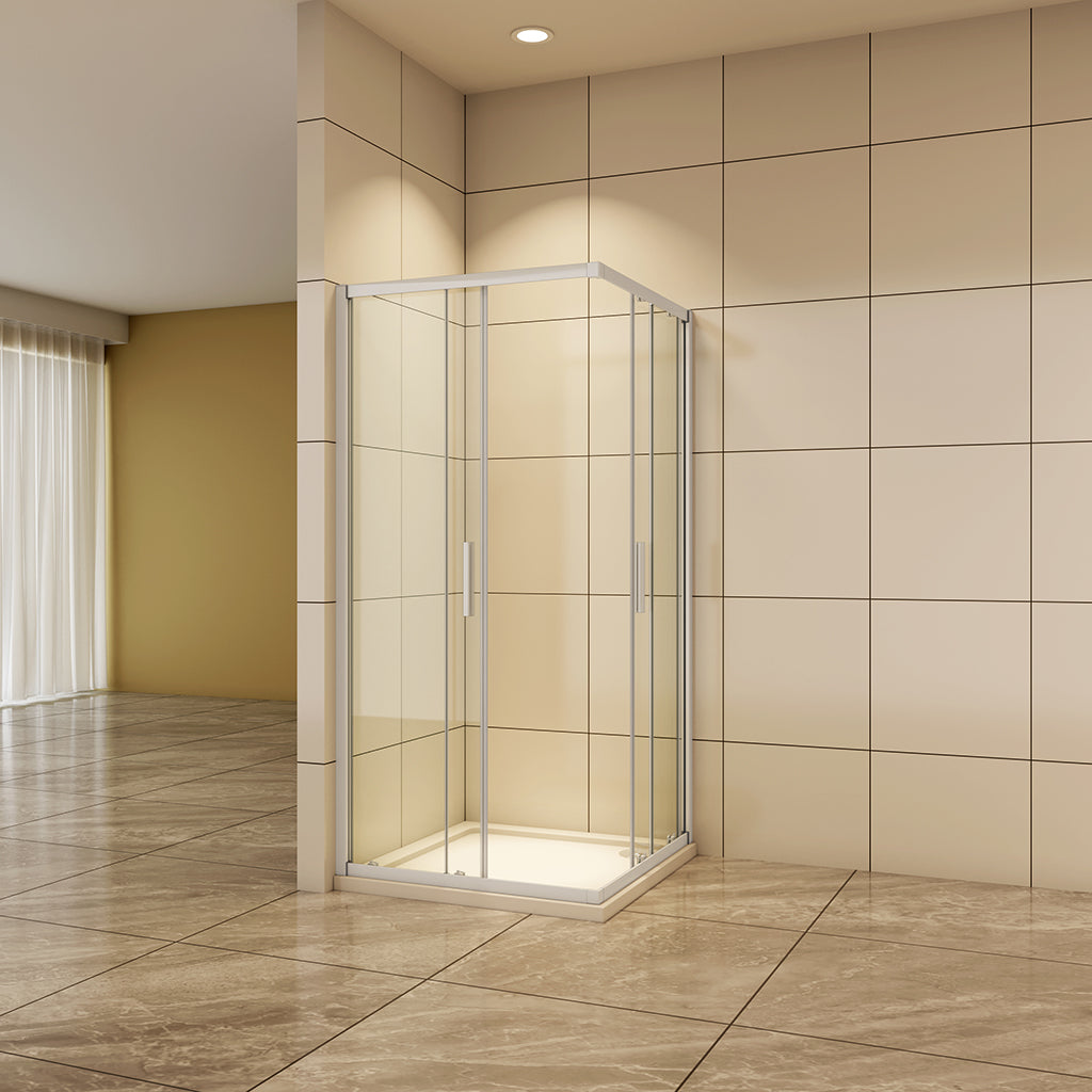 Schiebetür grauweiss Eckeinstieg 900x700xH.1850mm für badezimmer