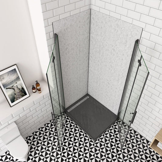 ozean 80x70 Falttür Eckeinstieg schwarz cm für badezimmer