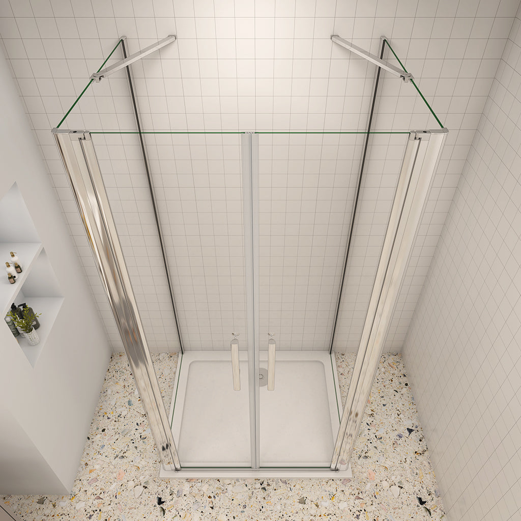 zweitürig U Form Dusche 900x700xH.1950 mm Duschtasse Ablaufgarnitur